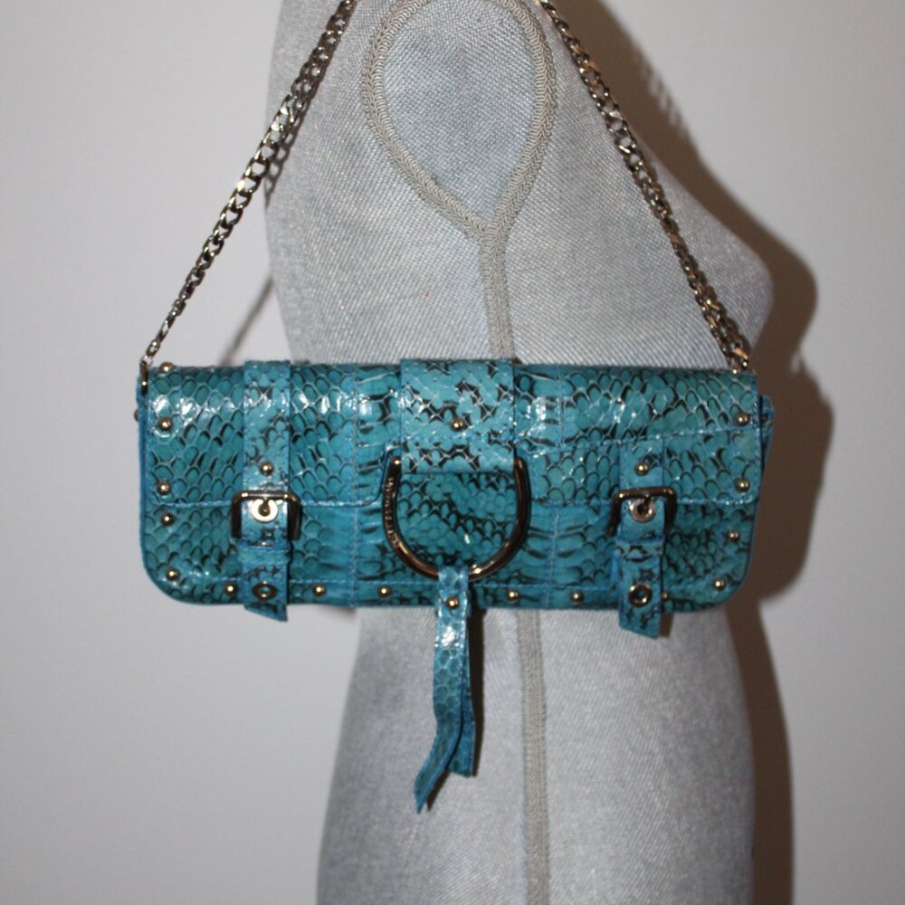 Dolce & Gabbana Turquoise Python Embossed Clutch … - image 6